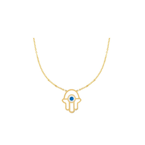 Hamsa Hand Necklace gemstone in 18K Yellow gold