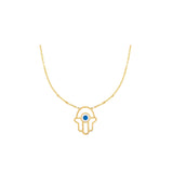 Hamsa Hand Necklace gemstone in 18K Yellow gold