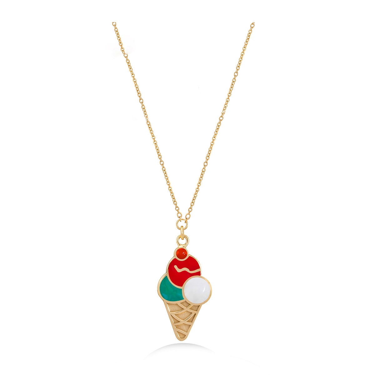 Ice Cream Charm Necklace In 18K Yellow Gold