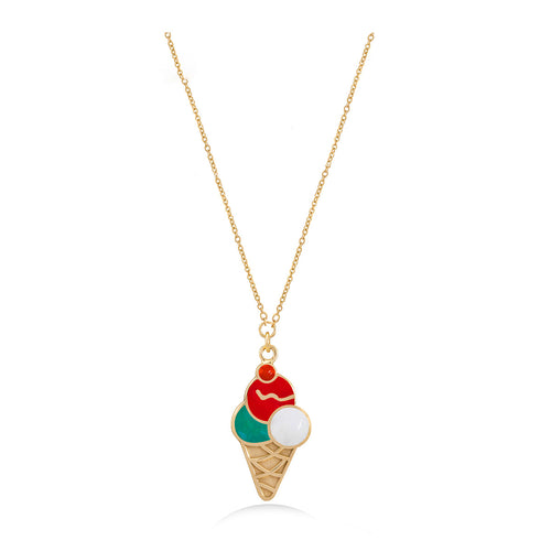 Ice Cream Charm Necklace In 18K Gold - Yellow Gold