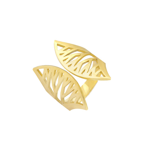 Egyptian Lotus Enamel Ring in 18K Yellow Gold