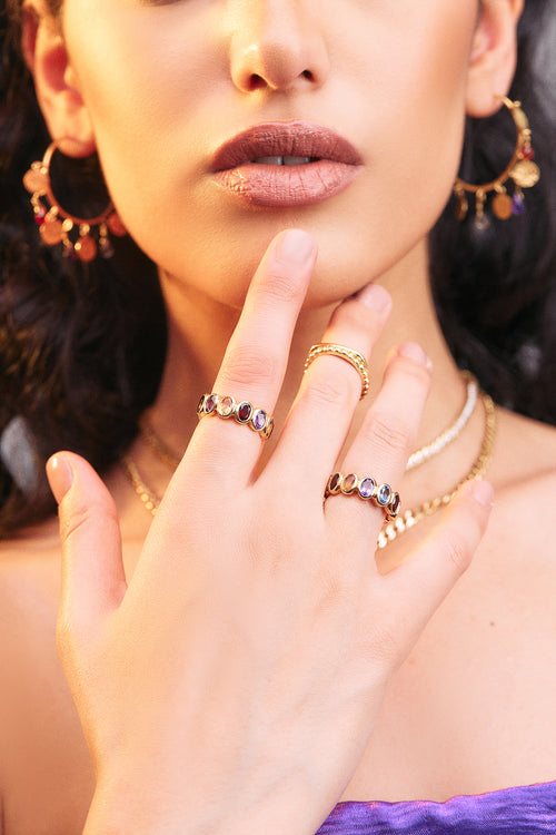 Multi Gemstones Ring in 18K Yellow Gold