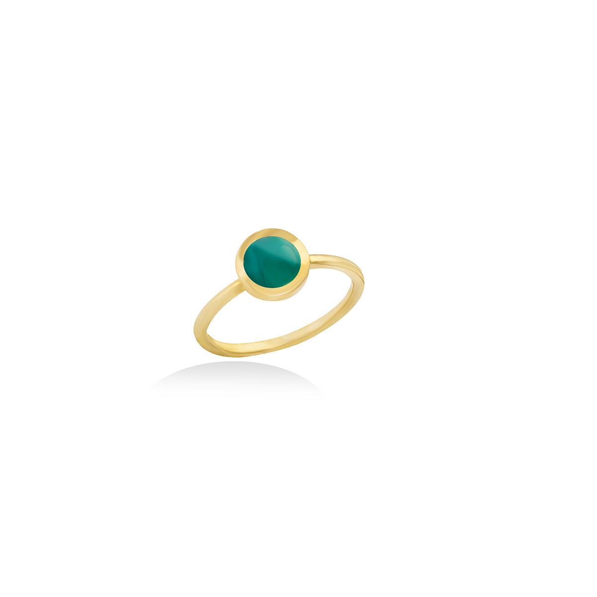 Statement Ring Inlaid With Green Enamel In 18K Yellow Gold