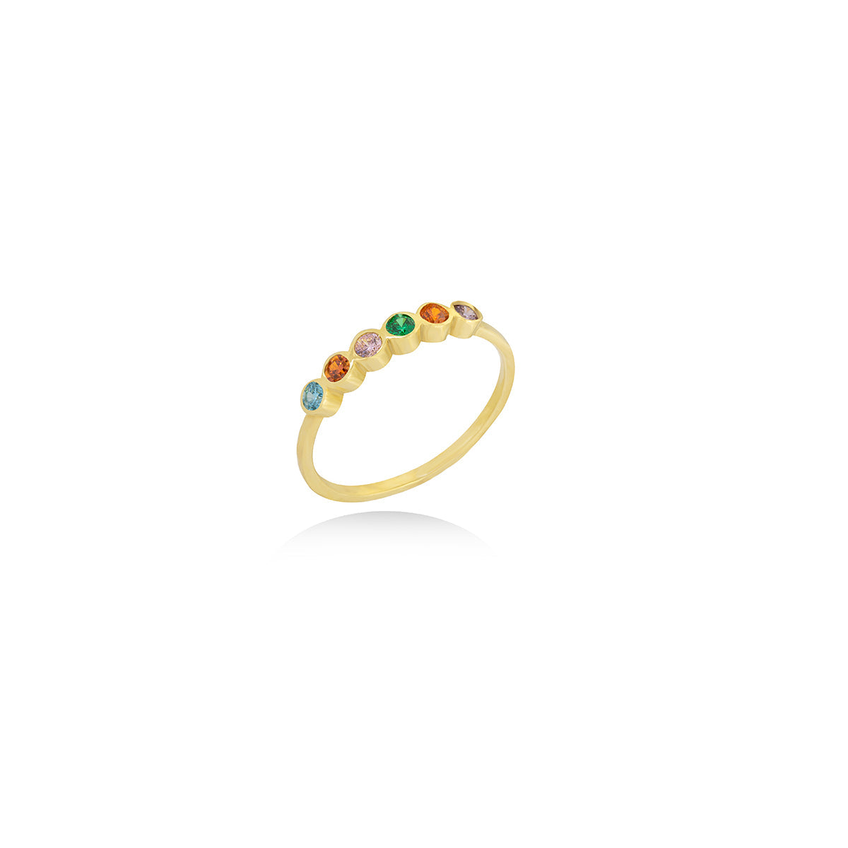 Colorful Gemstone Engagement Ring In 18K Gold - Yellow Gold