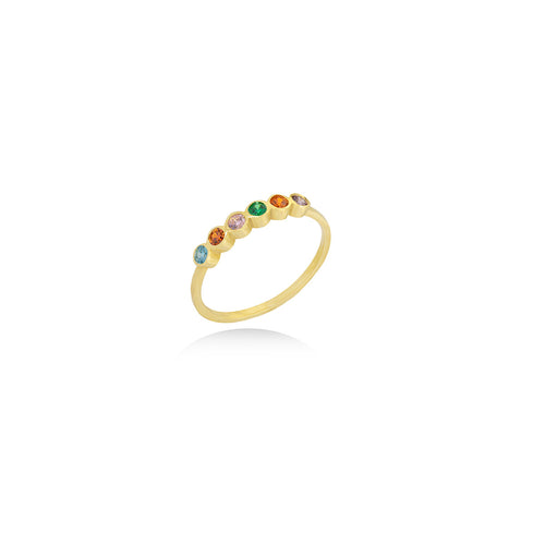 Colorful Gemstone Engagement Ring In 18K Gold - Yellow Gold