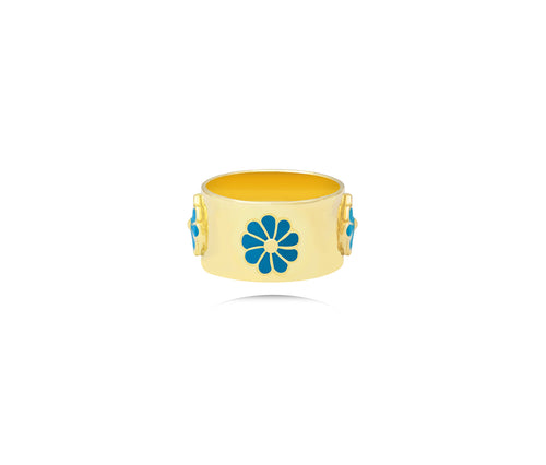 Enamel Ring in 18k Yellow gold